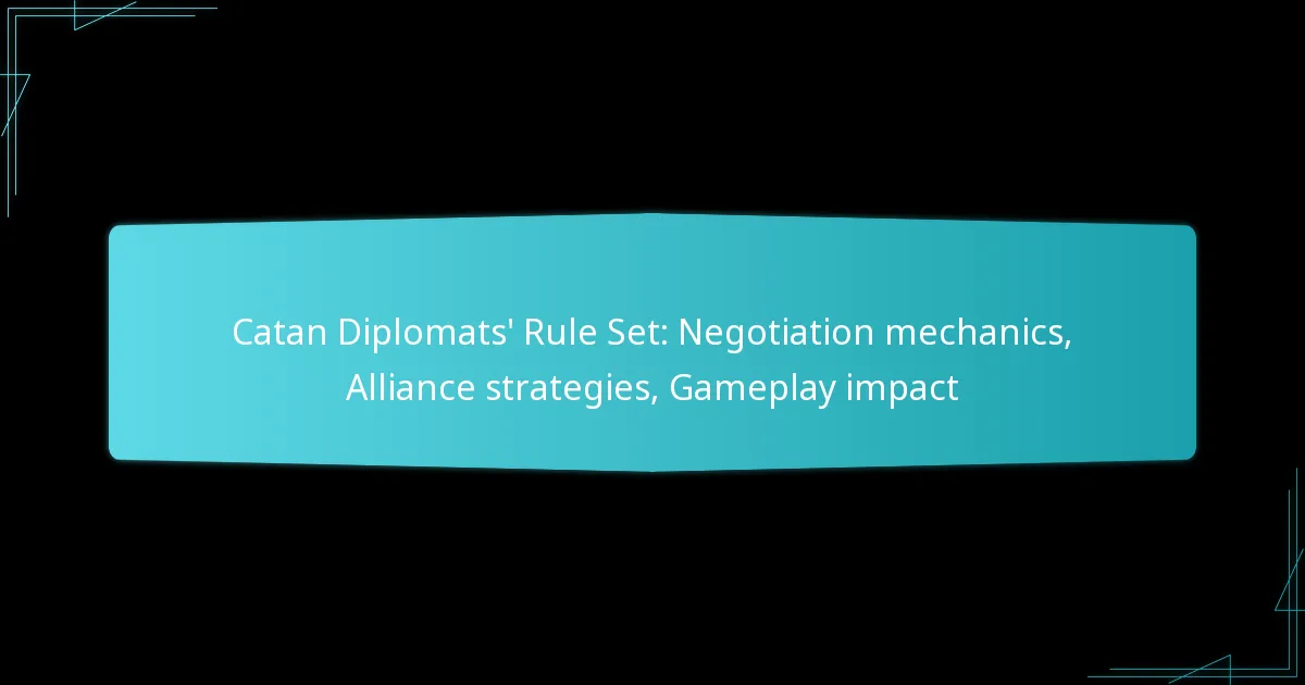 Catan Diplomats’ Rule Set: Negotiation mechanics, Alliance strategies, Gameplay impact