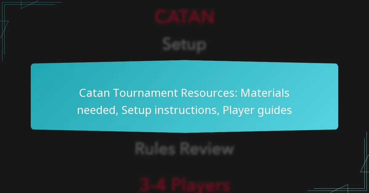 Catan Tournament Resources: Materials needed, Setup instructions, Player guides