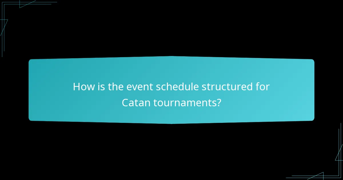How is the event schedule structured for Catan tournaments?