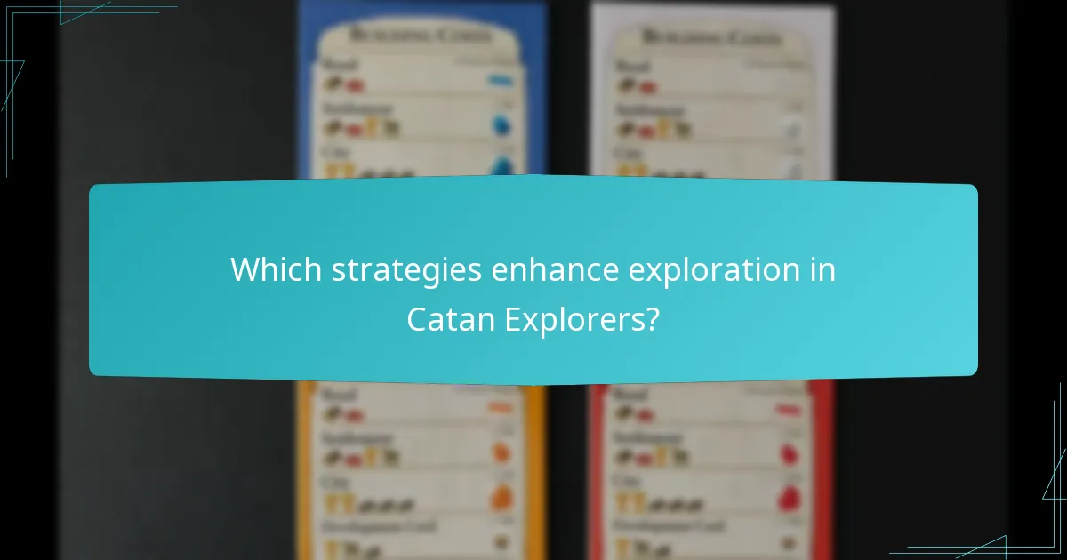 Which strategies enhance exploration in Catan Explorers?